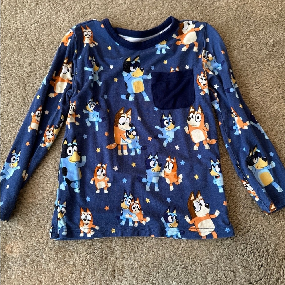 Blue Cartoon Puppy Long-Sleeve Kids Top